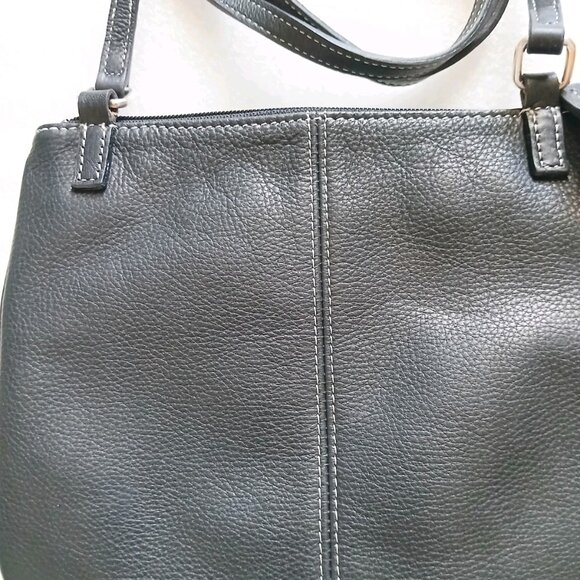 Fossil Black Leather Crossbody Organizer Bag Vintage Style VGUC - Picture 8 of 10